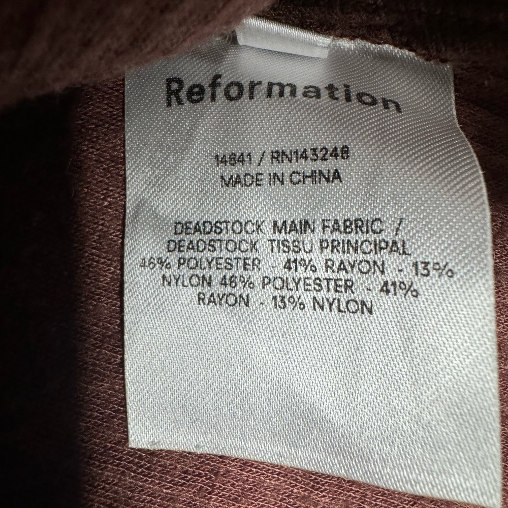 Reformation women’s dark brown rib zip up knit crop up sweater cardigan L - Picture 7 of 9